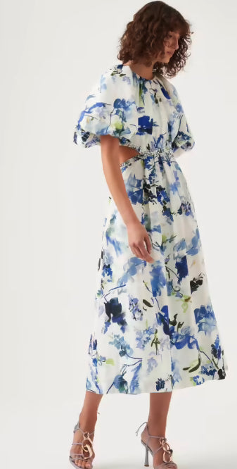 Aje Capucine Puff Sleeve Midi Dress
