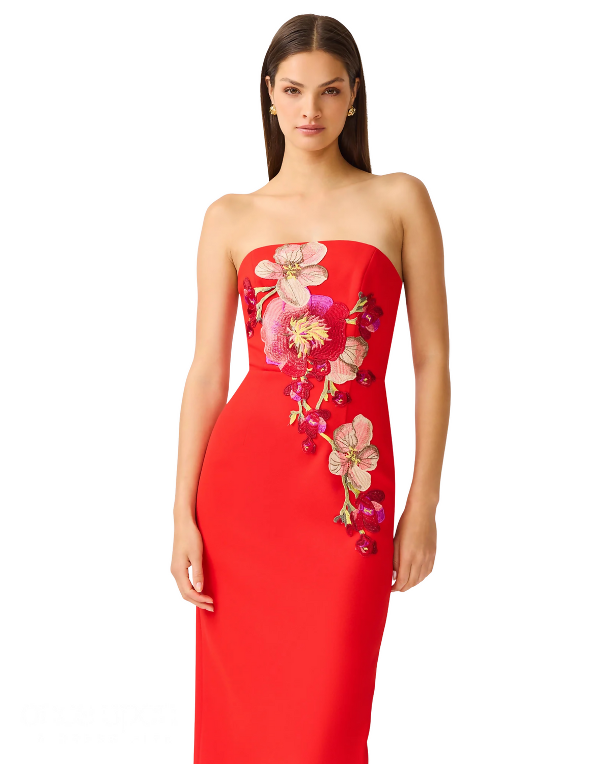 Elliatt Fleurisca Embroidered Midi Dress Scarlet Red