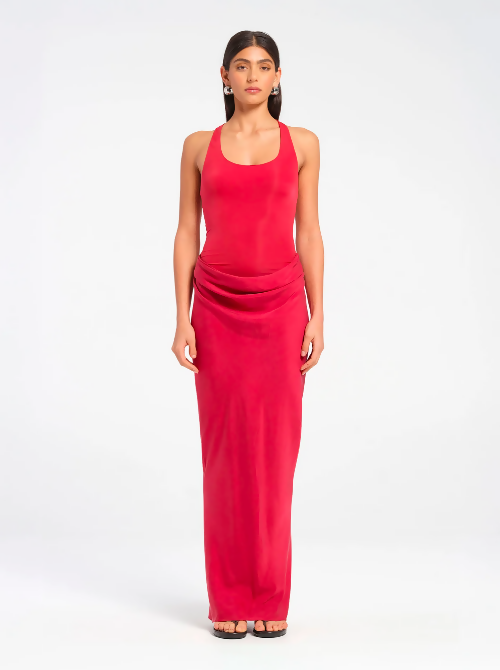 sachin and babi light blue dress Shona Joy Everly Plunged Halter Maxi Dress
