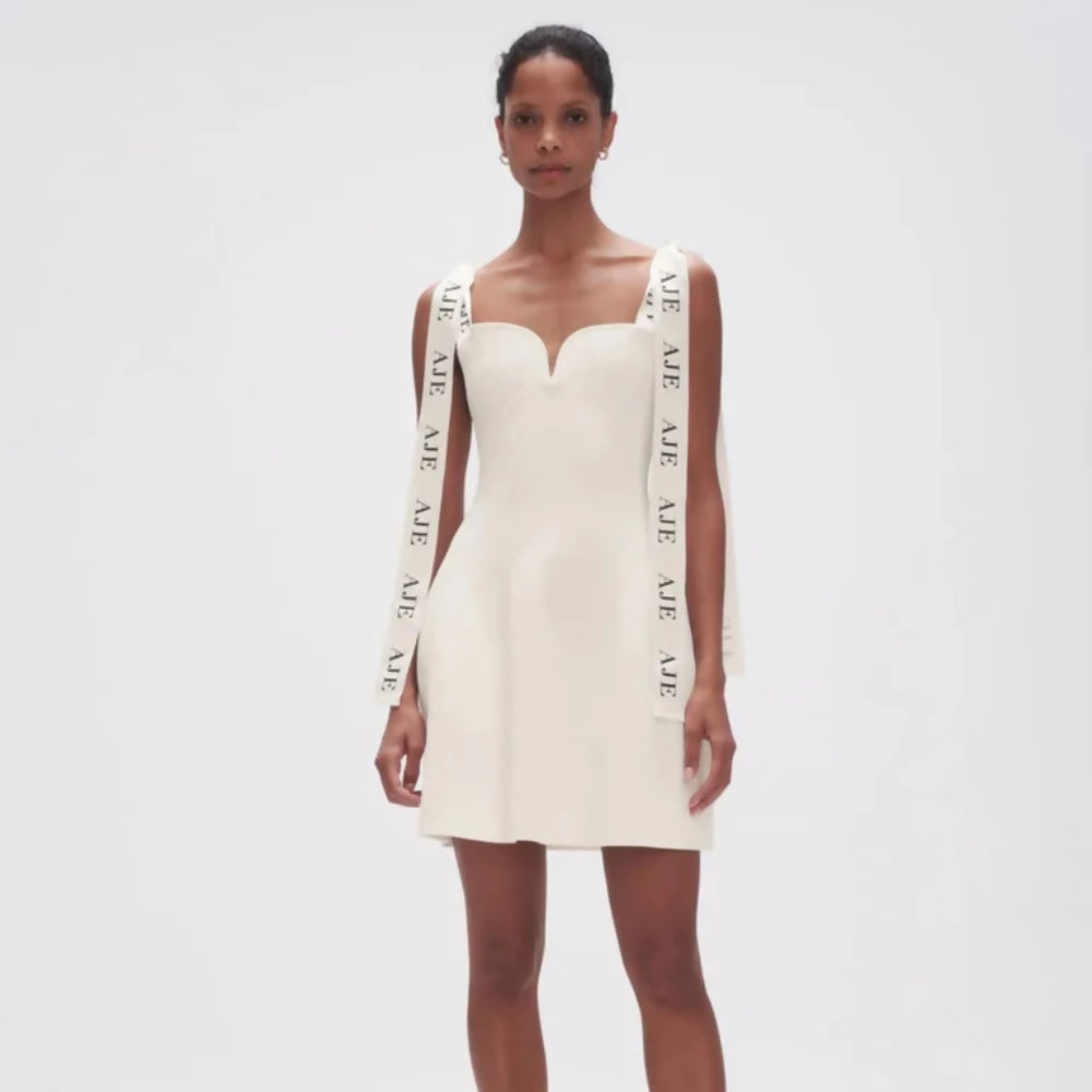 AJE Amber Knit Dress White | The Designer Hire