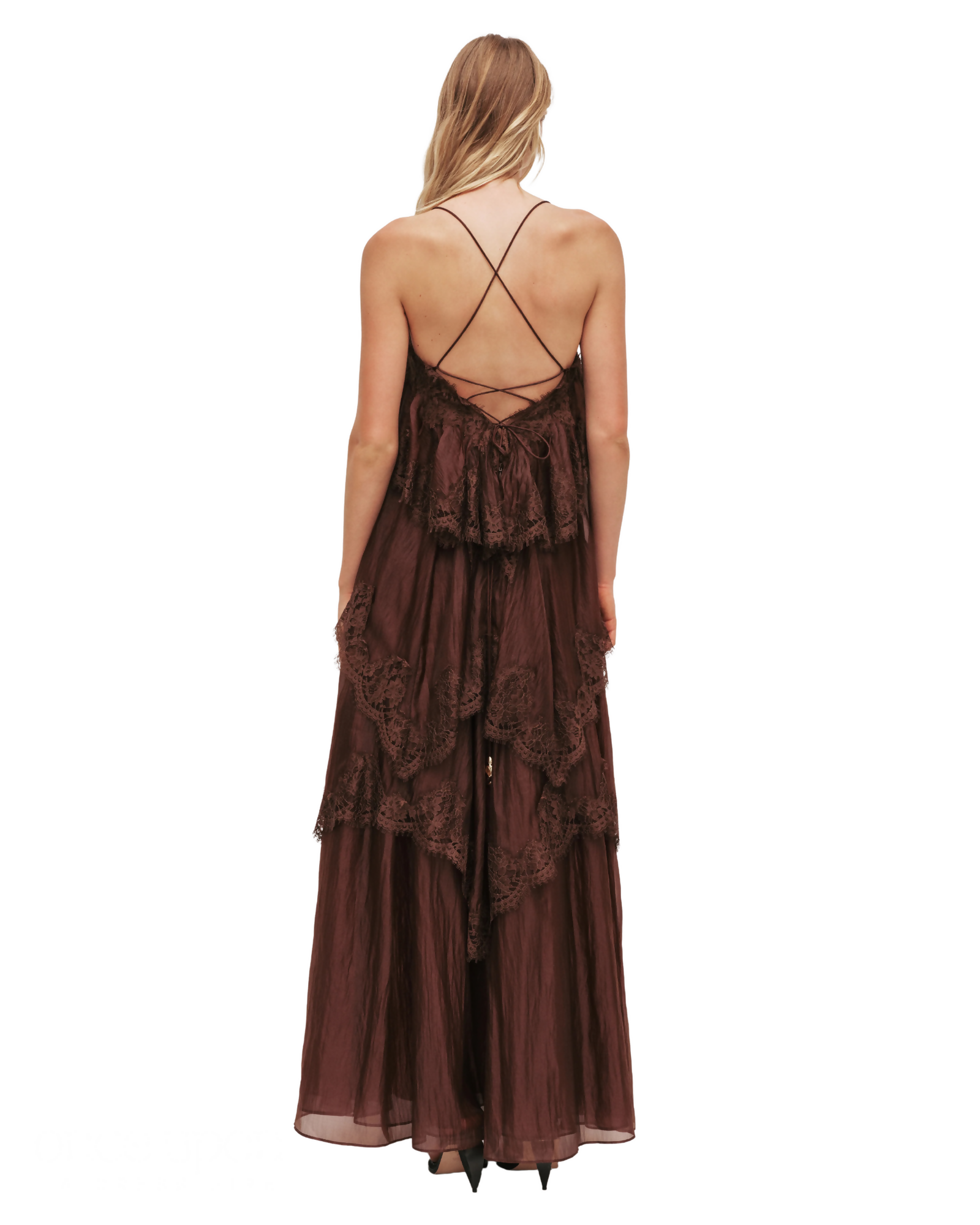 Aje Ophelia Lace Gown Chocolate Brown Size 12