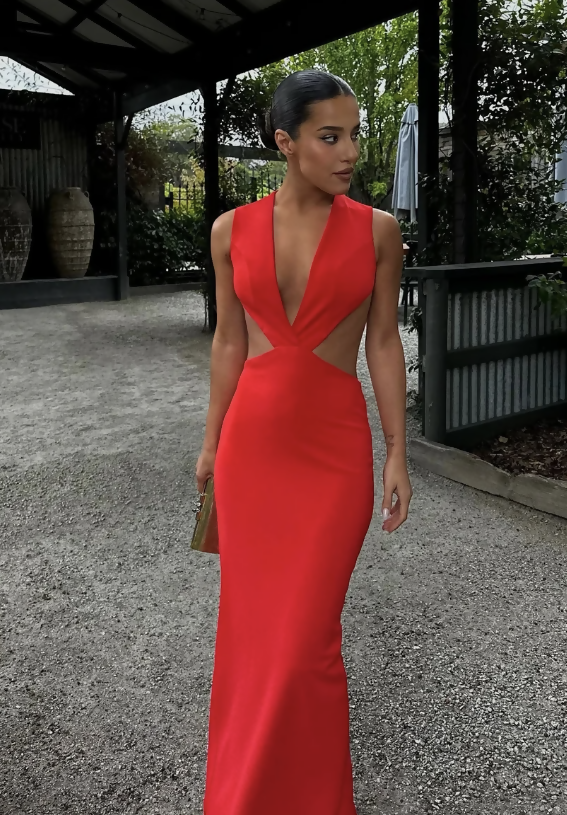 Effie Kats Valencia Gown Cherry Red1