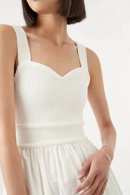 AJE Romarin Knit Bodice Midi Dress