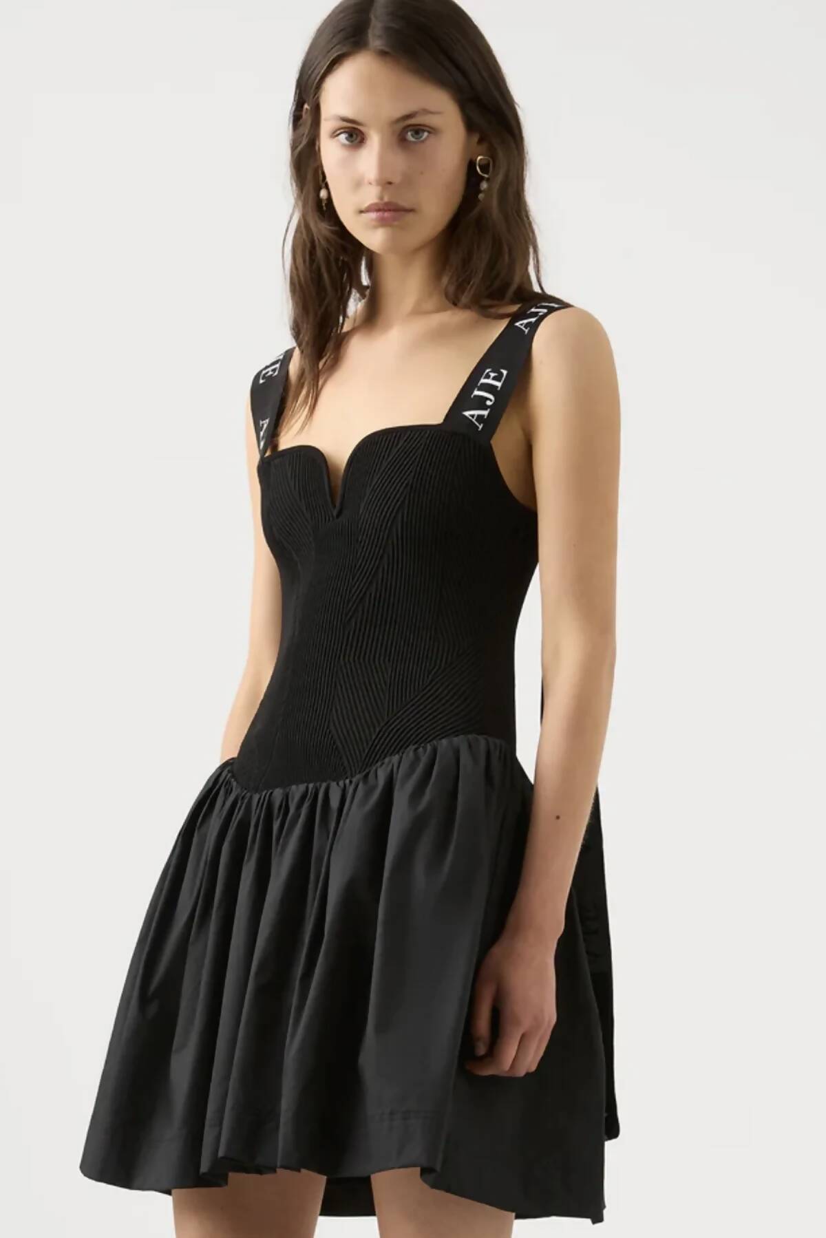 Aje Mira Logo Strap Tulip Mini Dress