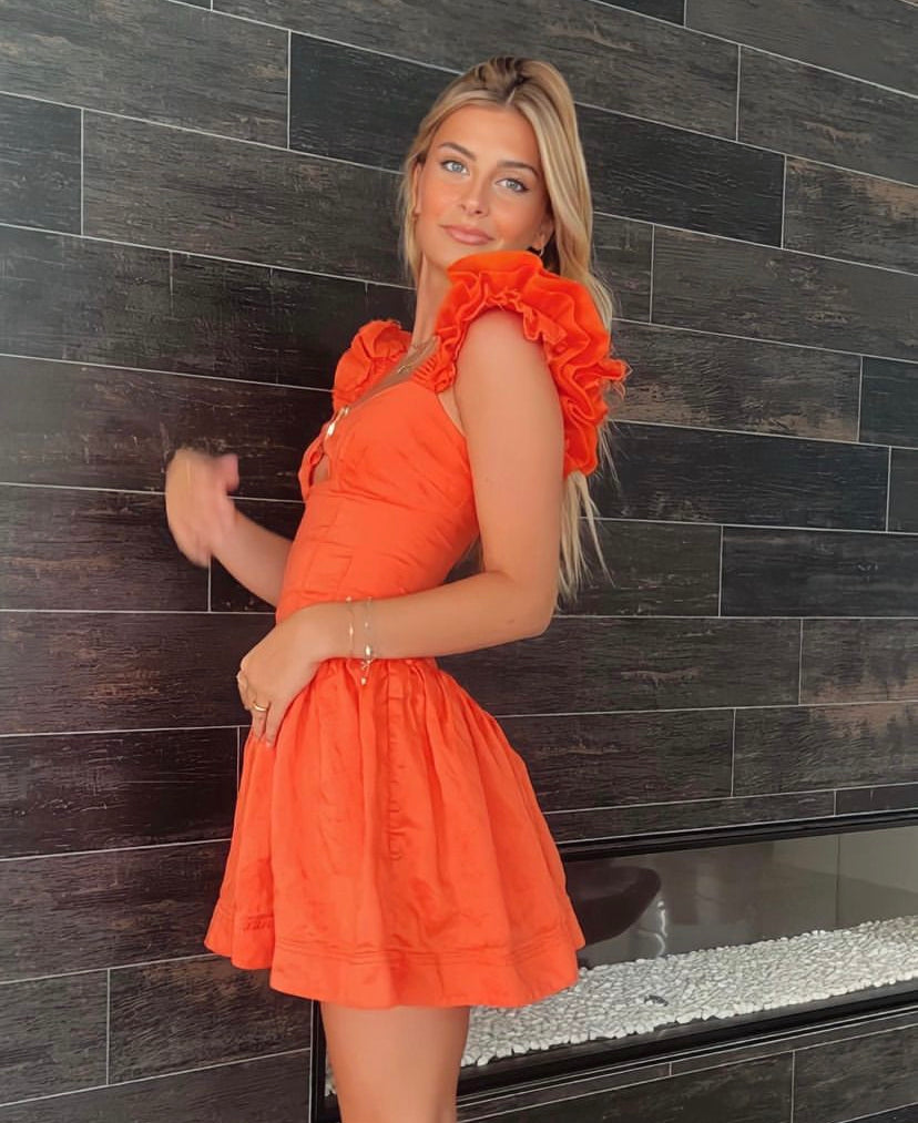 aje breathless frill sleeve mini dress Aje Simone Frill Sleeve Mini Dress