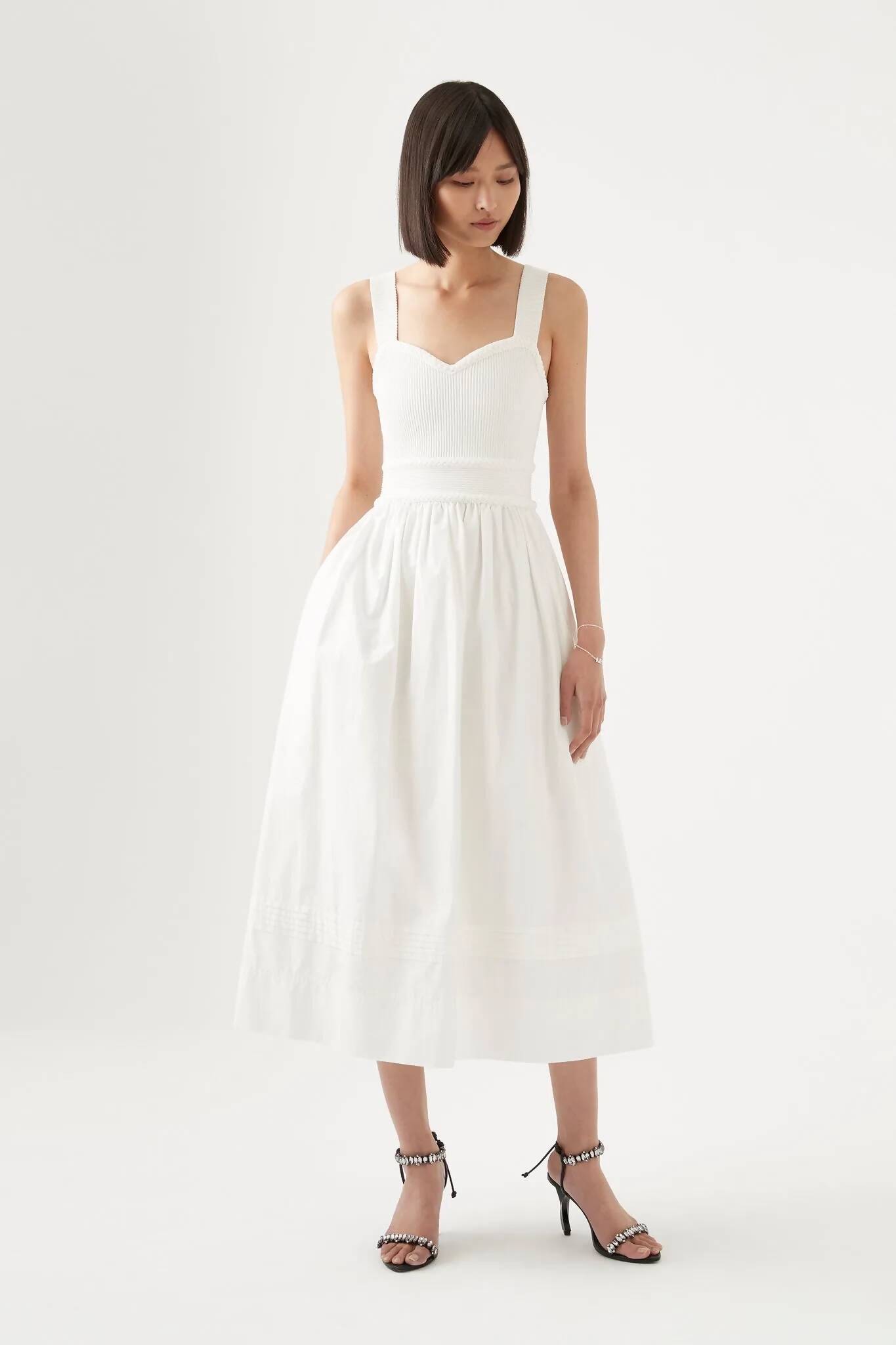 AJE Romarin Knit Bodice Midi Dress