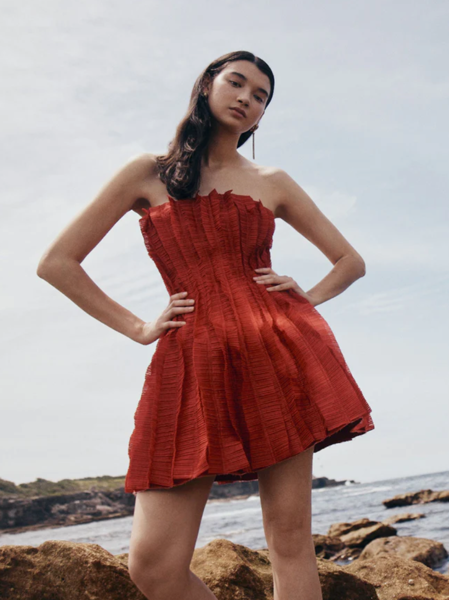 Aje Hybrid Sleeveless Mini Dress in Scarlet Red