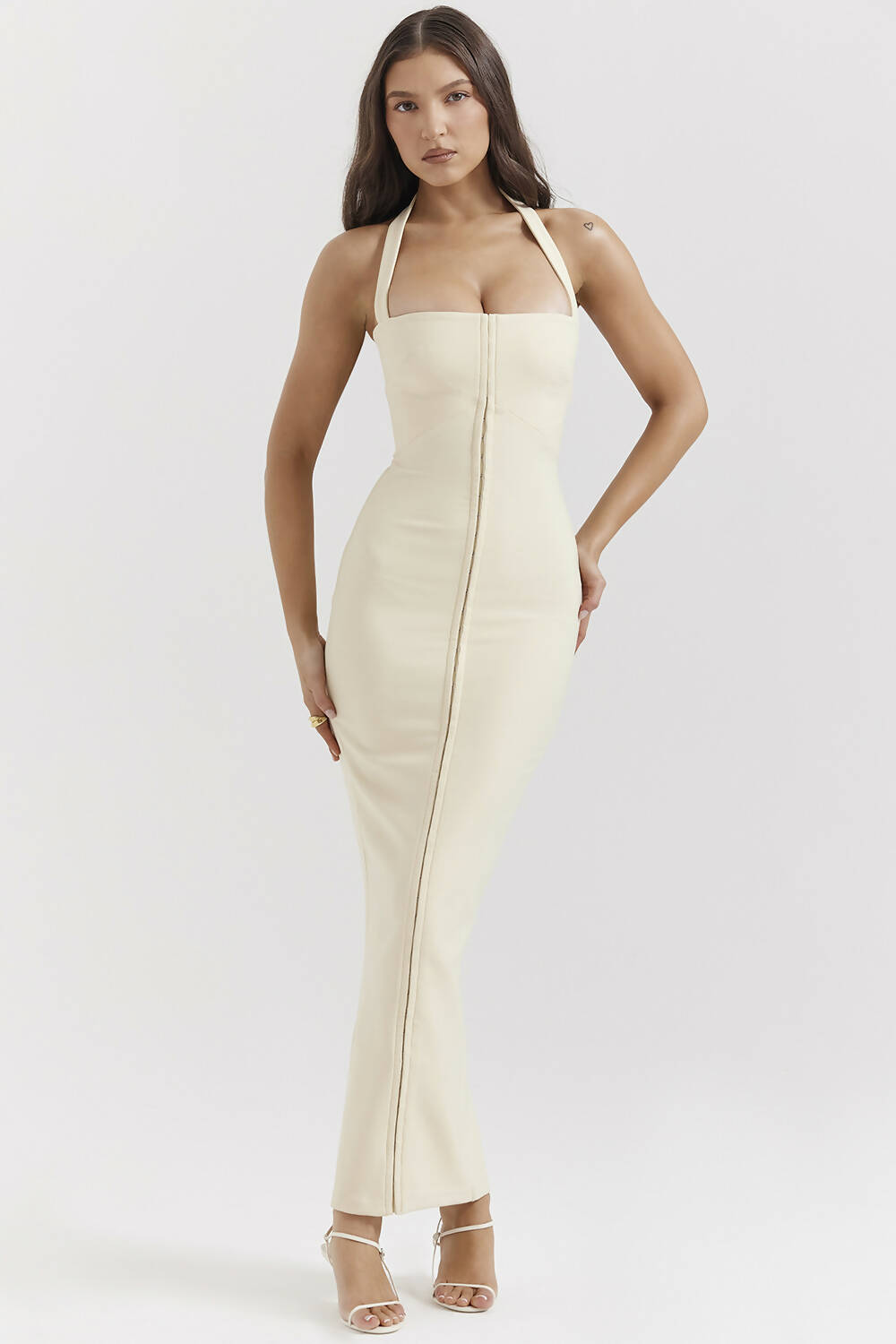 House of CB Mia Ecru Halter Maxi Dress