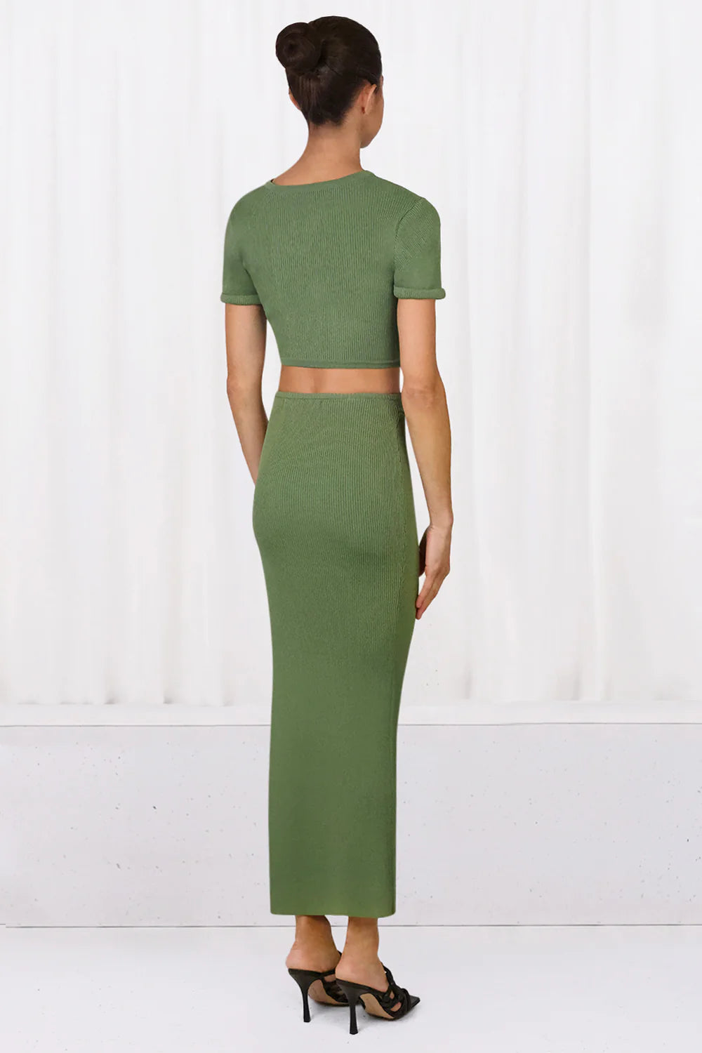 Christopher Ester Slashed Tee and Skirt Set in Vert Green