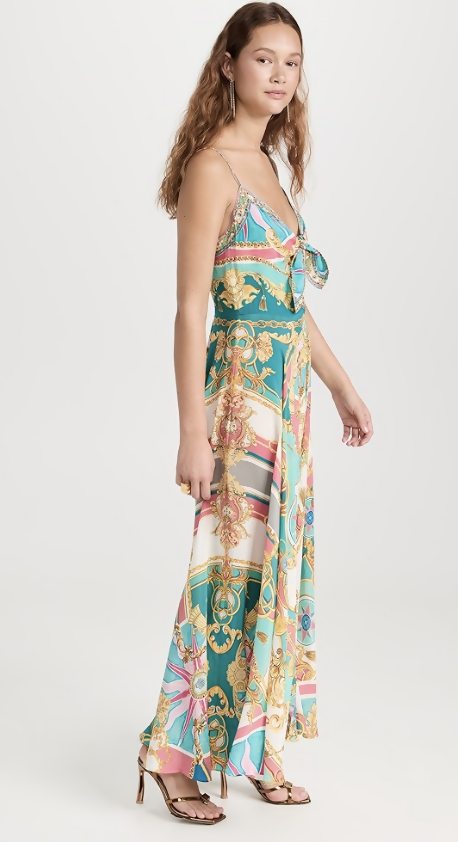 Camilla Long Dress With Tie Front Sail Away With Me size M (10-12AU)
