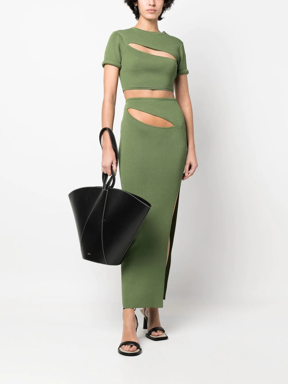 Christopher Ester Slashed Tee and Skirt Set in Vert Green