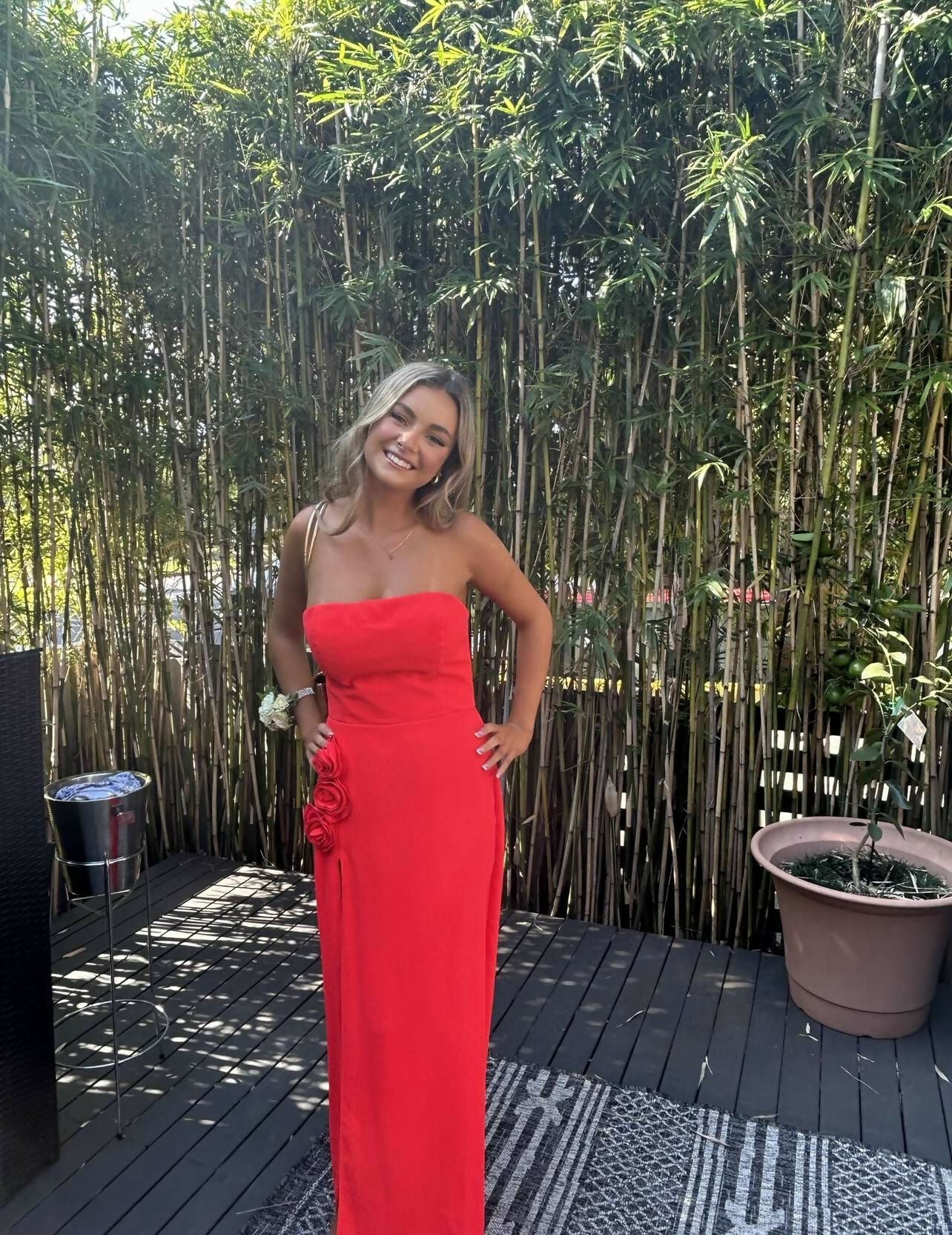 Amanda Uprichard X Revolve Wolfe Strapless Crimson Red Gown
