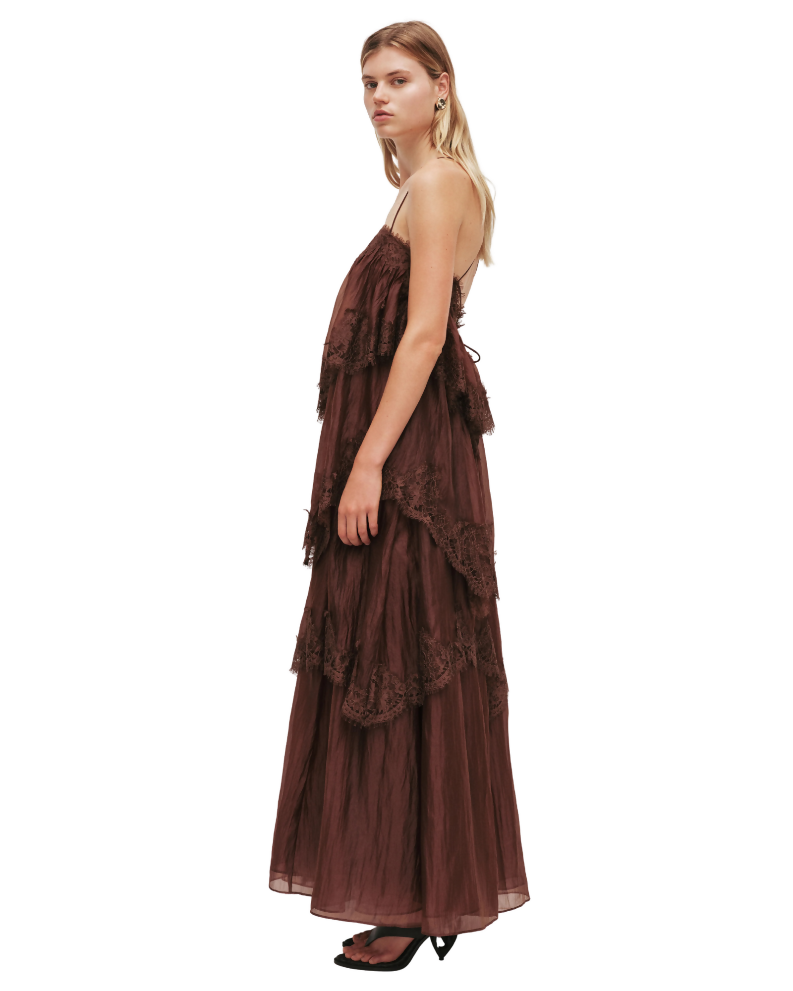 Aje Ophelia Lace Gown Chocolate Brown Size 12