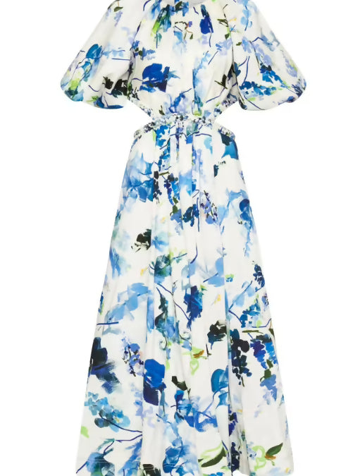 Aje Capucine Puff Sleeve Midi Dress