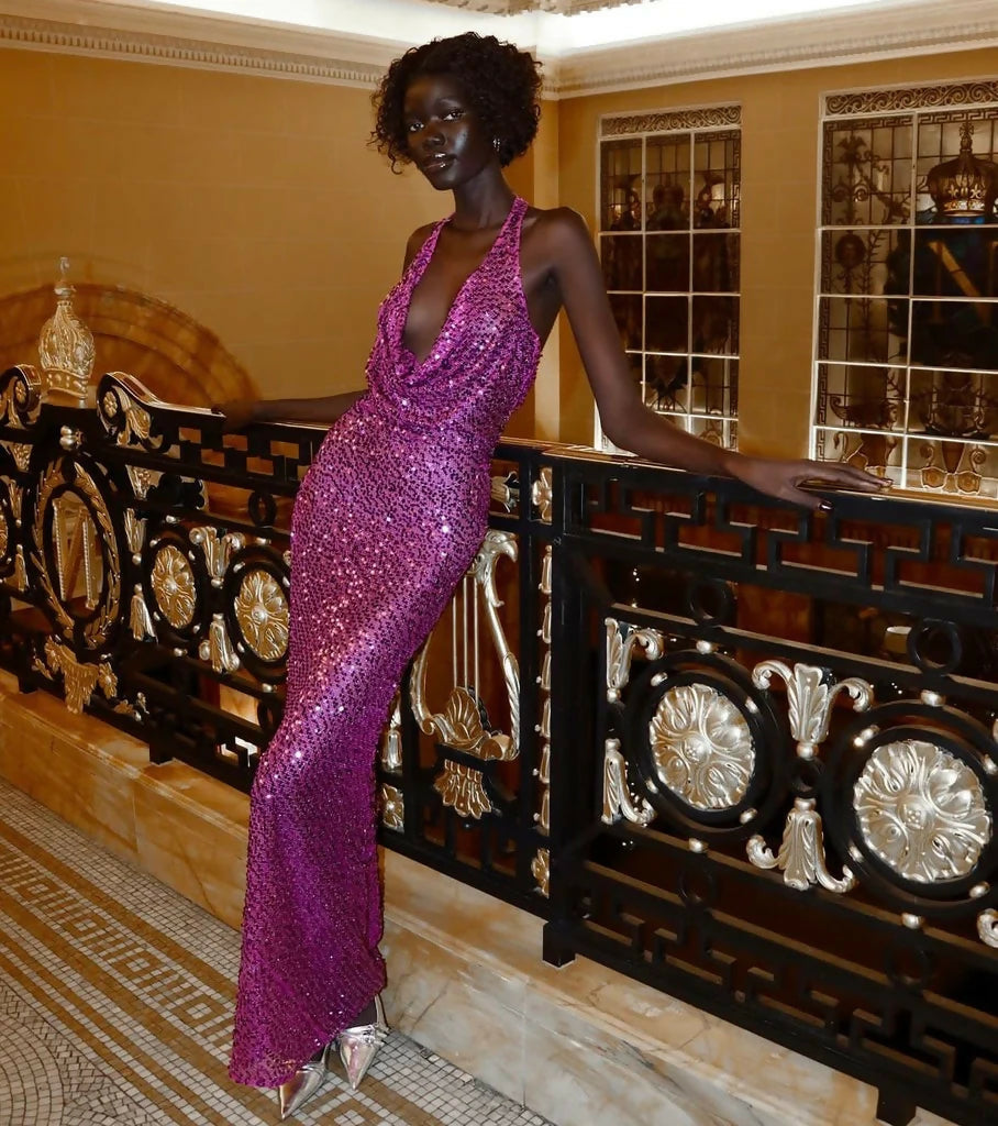 Rat and Boa Verona Raspberry Purple Sequin Dress