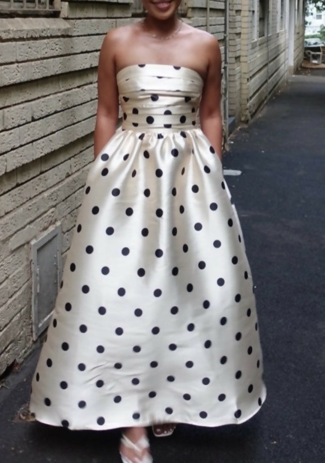 Dottie strapless midi polka dot dress Size 6