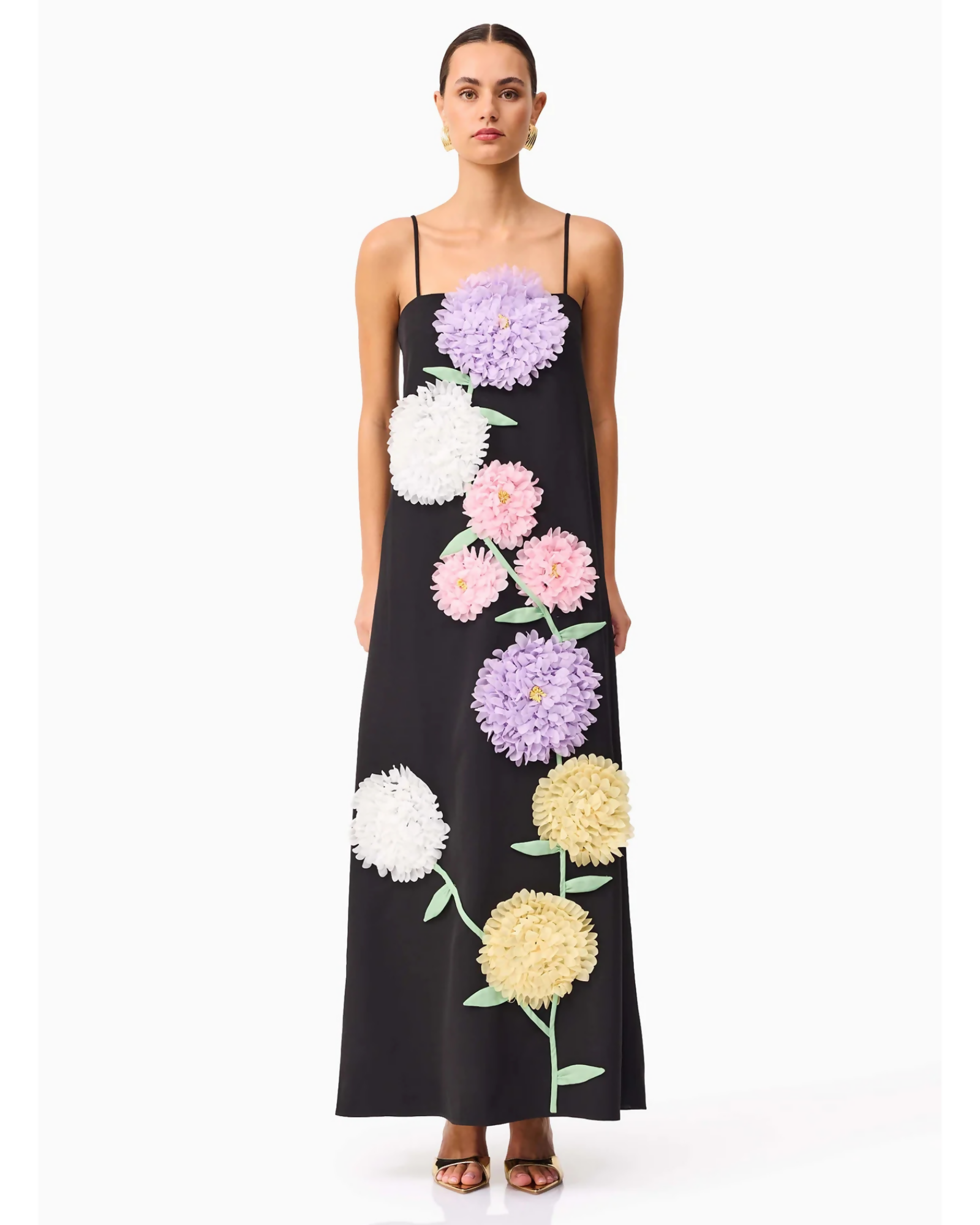 Elliatt Buttercup Embroidered Maxi Dress Black Size XS, S, M & L