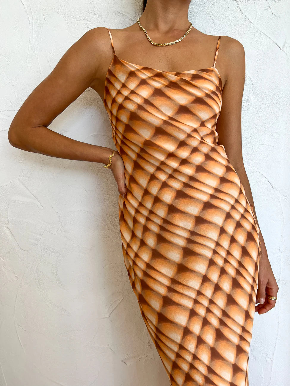 Bec & Bridge Soleil Slip Maxi Dress in Golden Hour Check