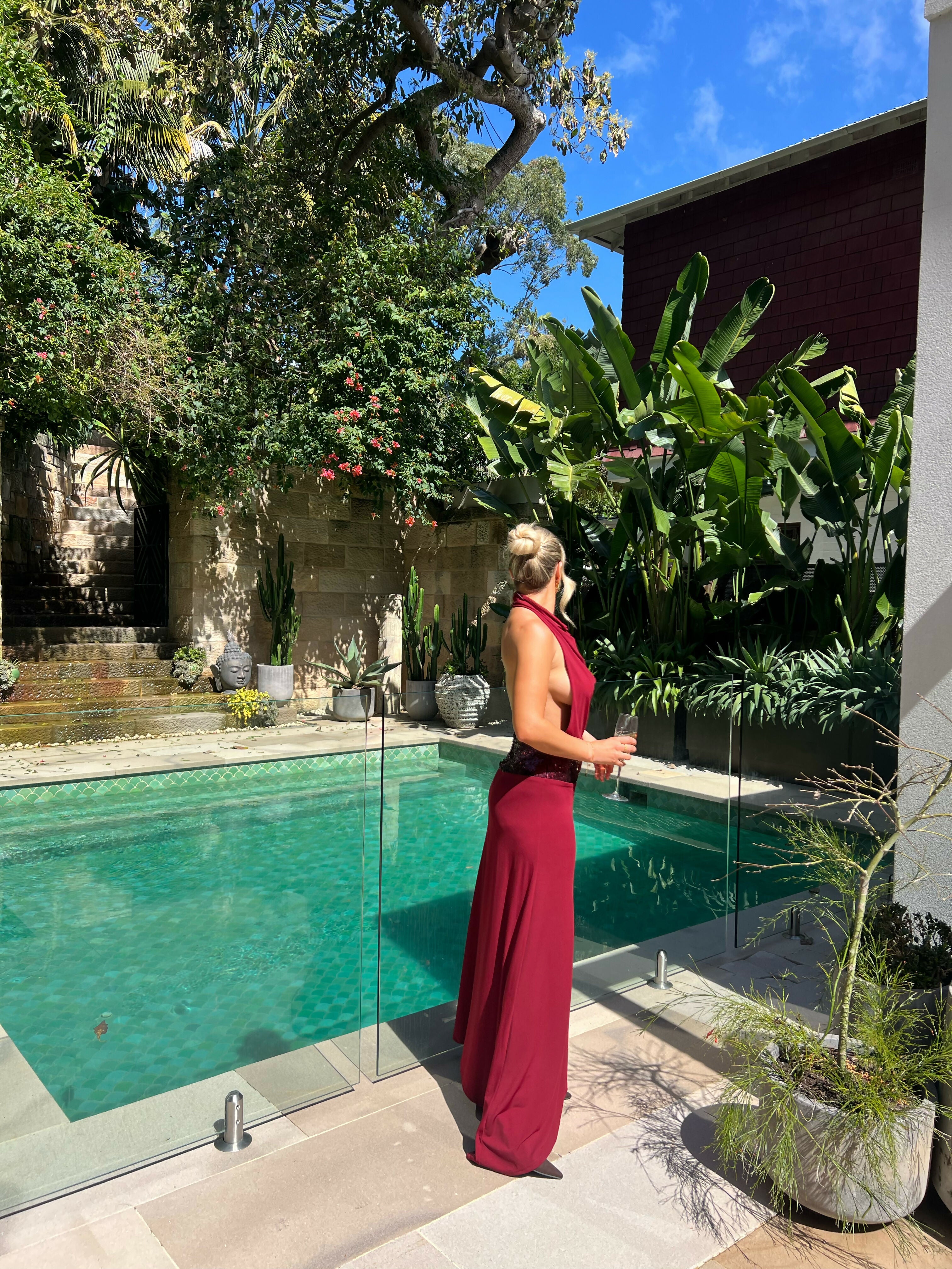 Ance Gria Adele Gown Dress Wine Size S