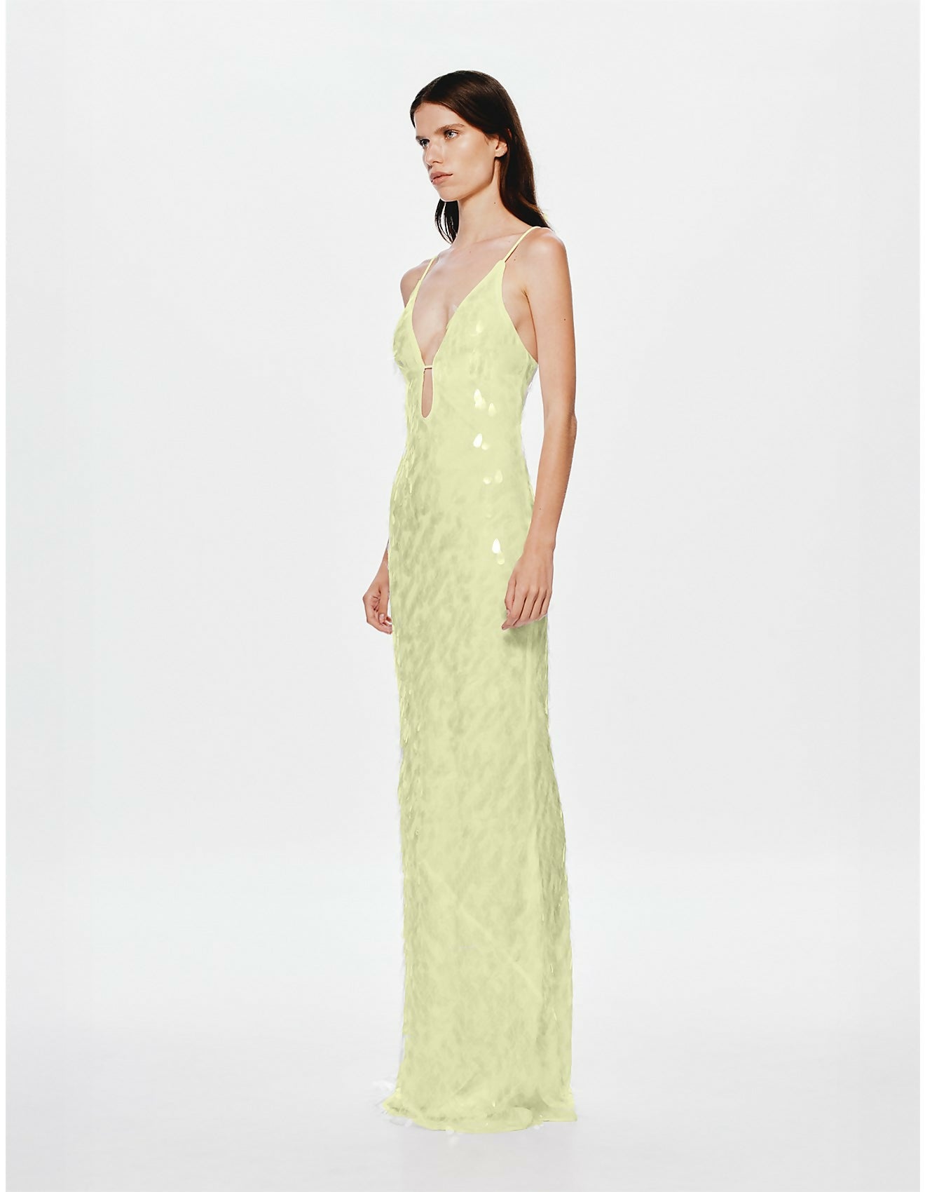 MISHA Sapphire Sequin Gown - Lemon Size XS