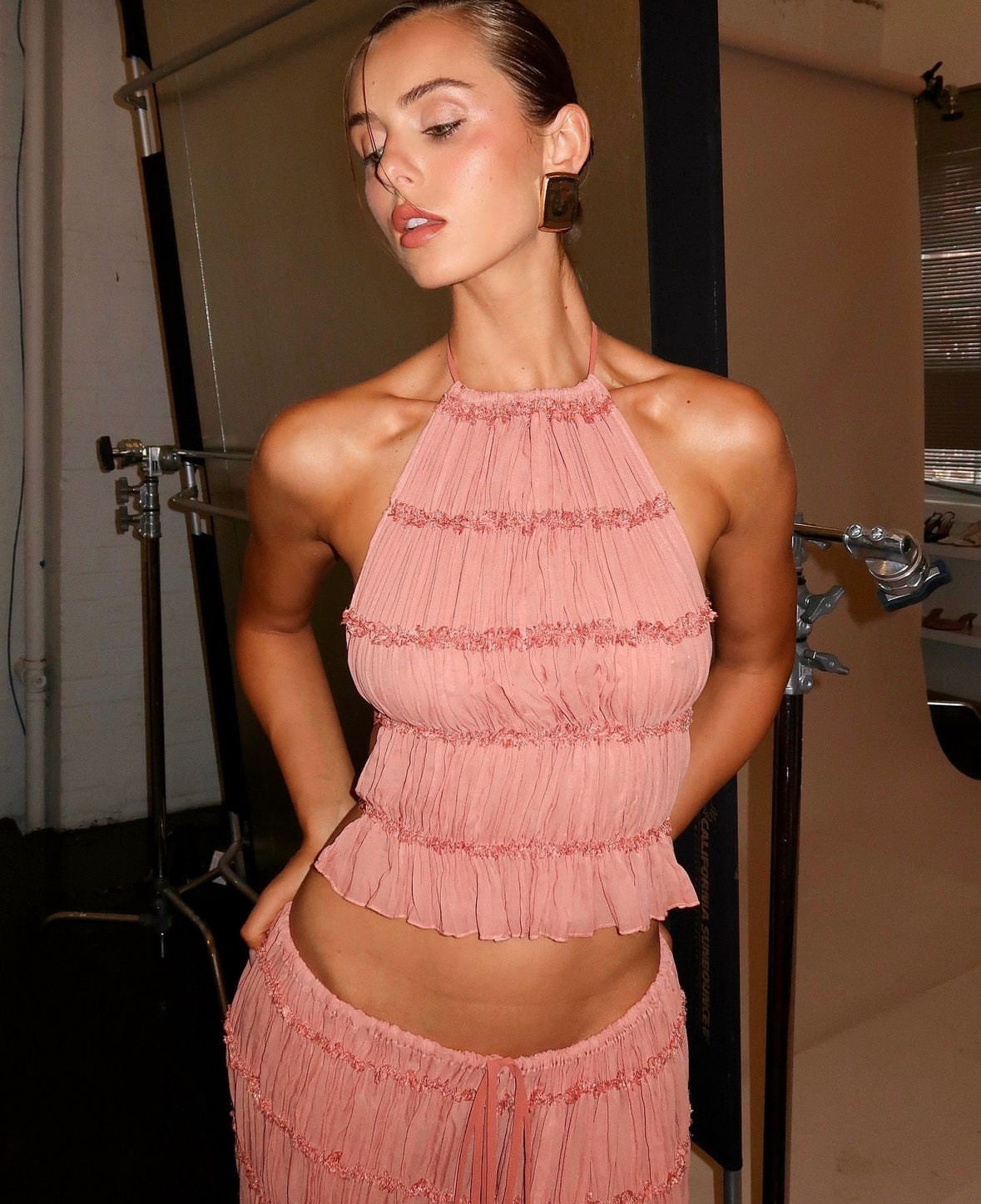 Arcina Ori Juliette Halter and Skirt Set in Peach