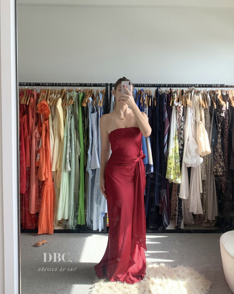 MISHA Collection Lilia Satin Maxi Beetroot