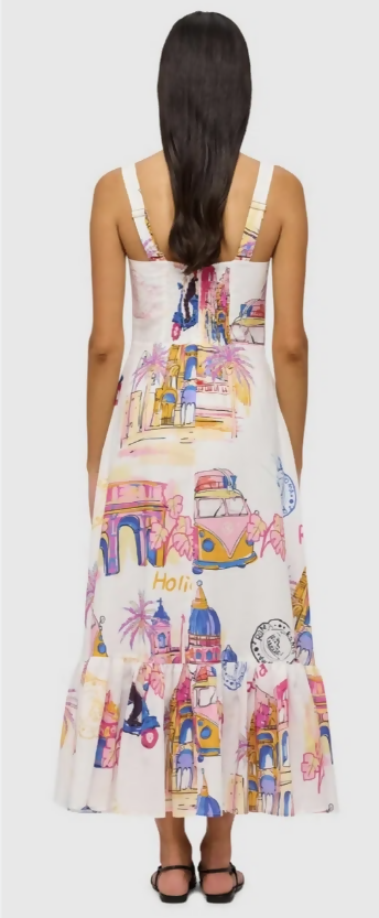 Leo Lin Lexi Ruched Bust Midi Dress - Fiesta Print size 12