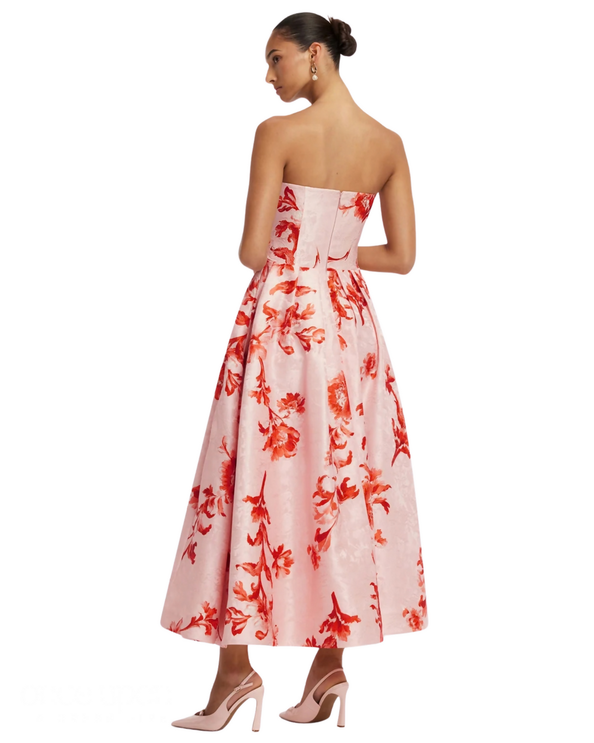 Leo Lin Lynn Jacquard Bustier Midi Dress Magnolia Print