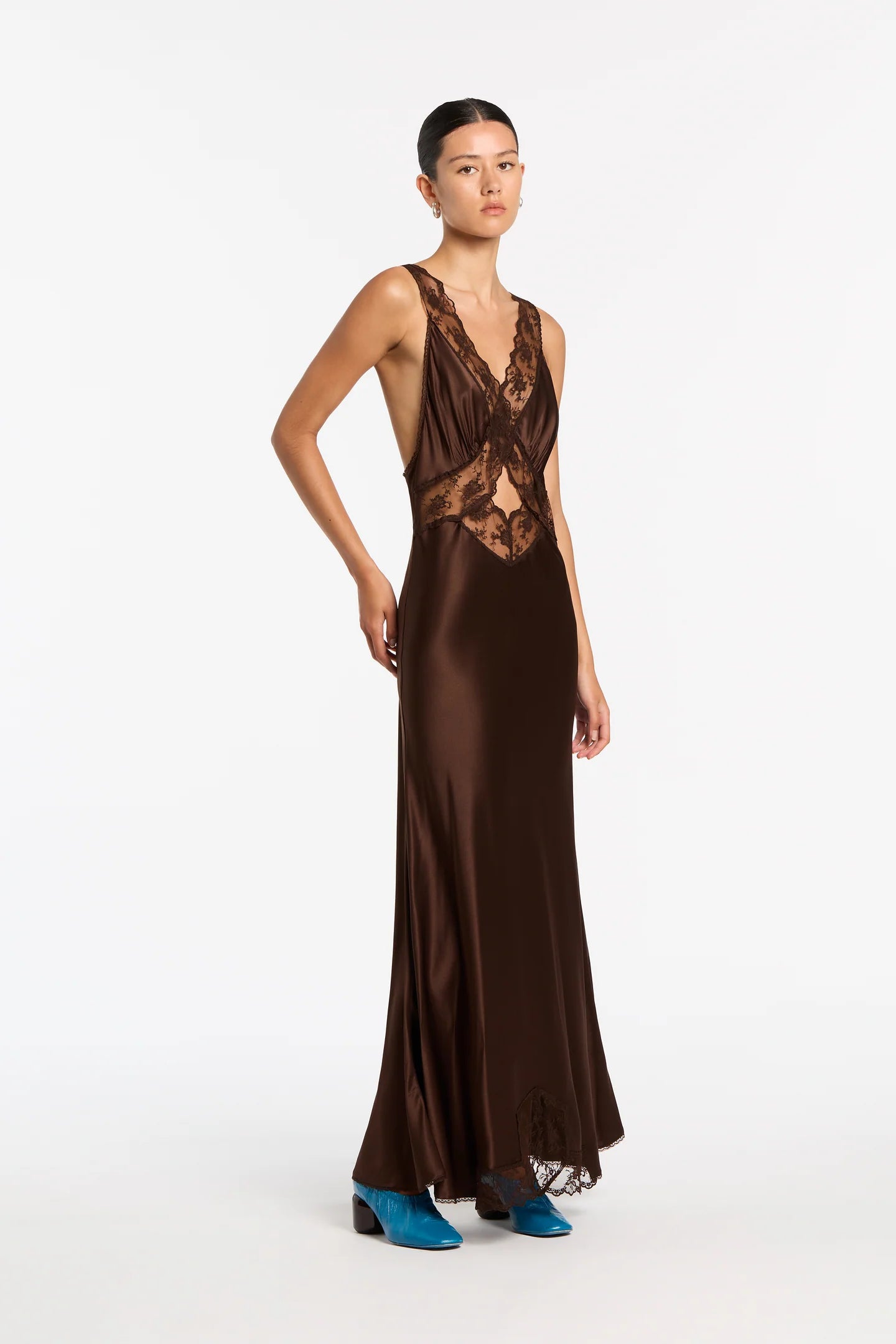 SIR the Label Aries Cut Out Gown Chocolate