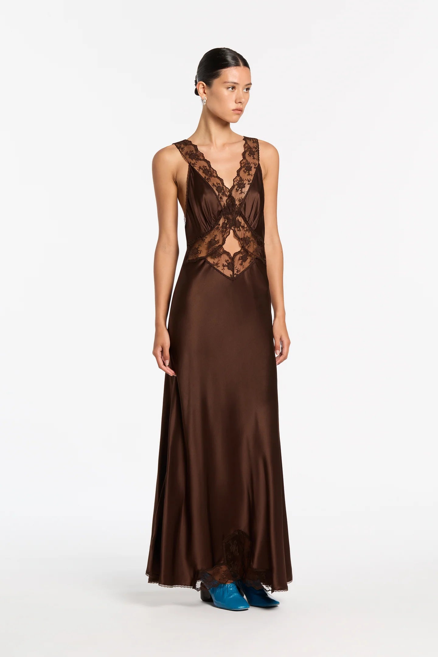 SIR the Label Aries Cut Out Gown Chocolate