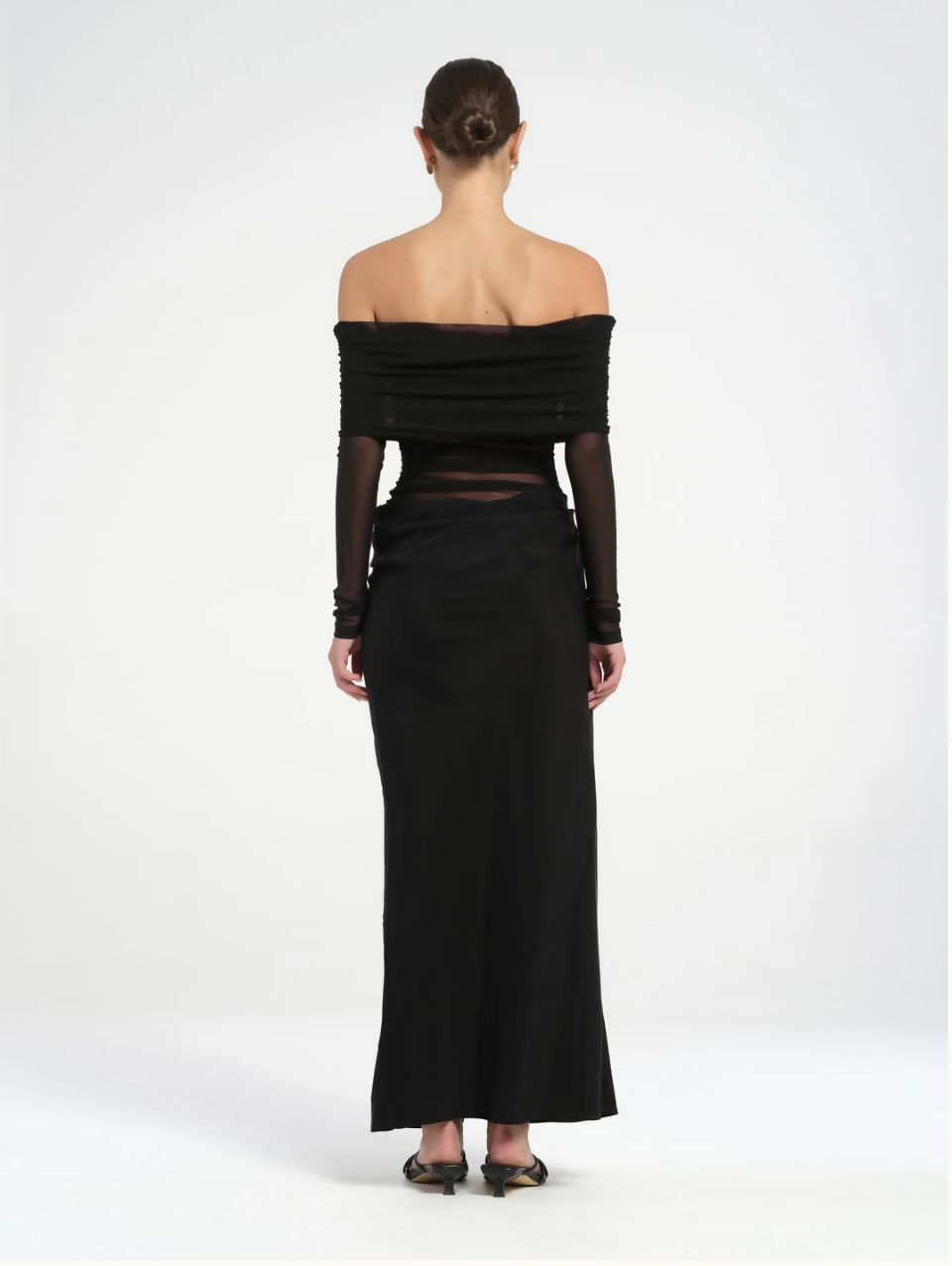 Benni Yasmin Off-Shoulder Maxi Dress Black Size 8