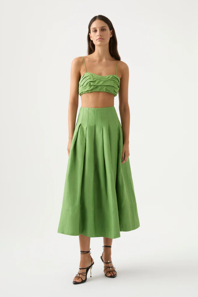 Aje Paradiso Cinched Midi Skirt and Thea Draped Twist Top