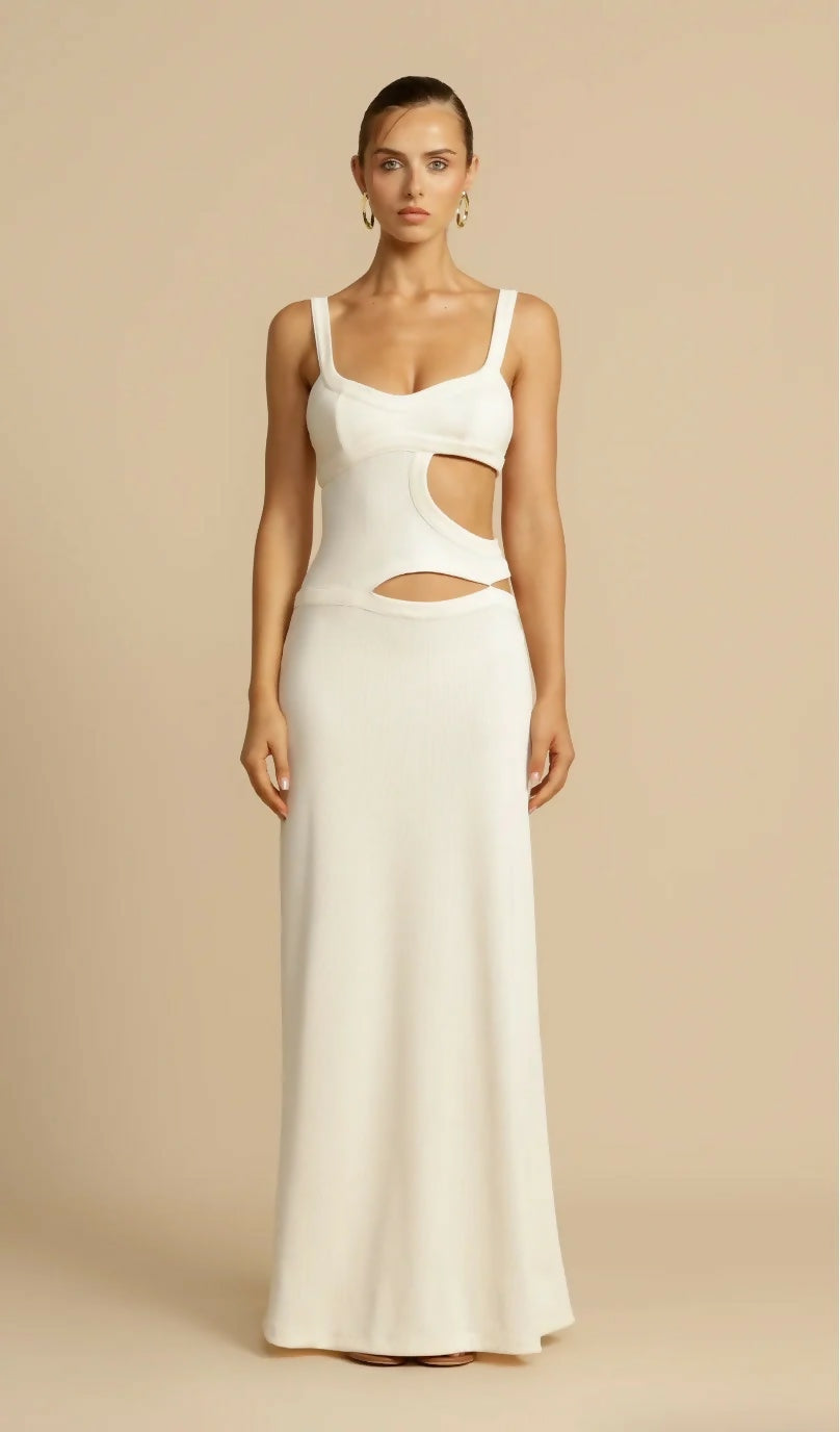Jetta Maxi Dress in White Size S