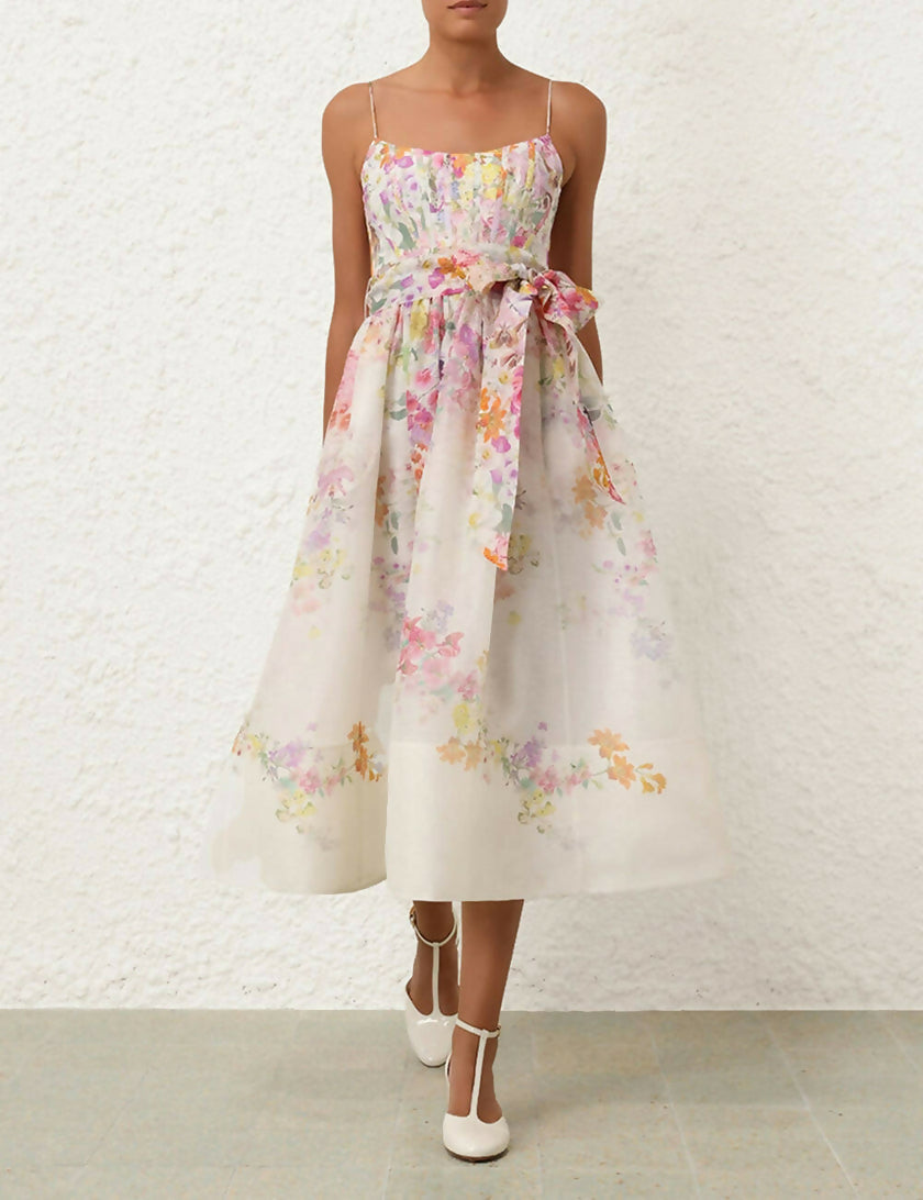 Zimmermann Natura Corset Midi Dress Kaleidoscope Garden Size 2 / AU 12