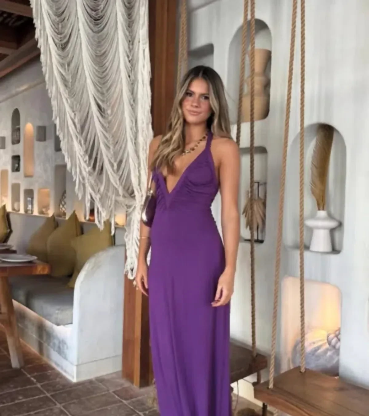 SOLAMUSA Angelina Uva Purple Maxi Dress Size XS