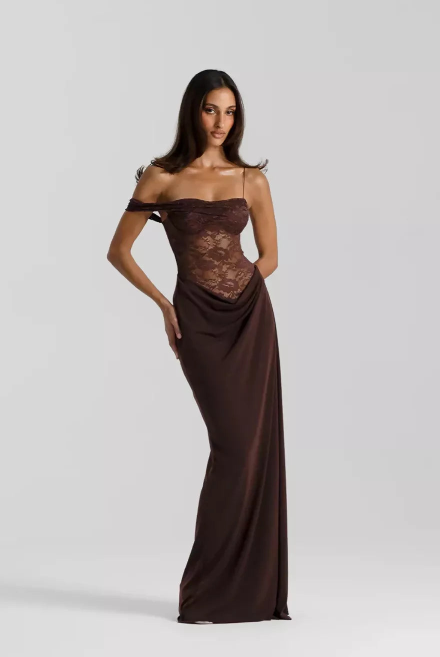 Natalie Rolt Sloane Maxi Dress Espresso Size 2 / AU 10
