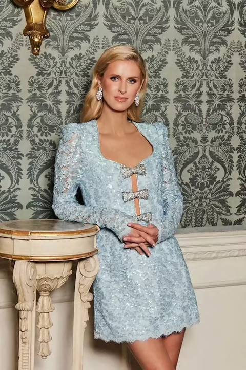 Rebecca Vallance Leyla Long Sleeve Mini Dress Blue Size 12