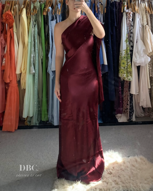 MISHA Lilia Satin Maxi Port Wine