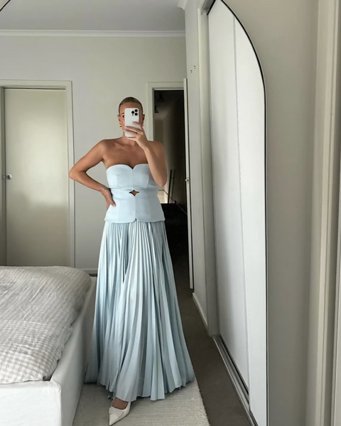 acler light blue dress Avonlea Maxi Color:Black Glow plus size a line Kaftan Acler palms Refined and architectural