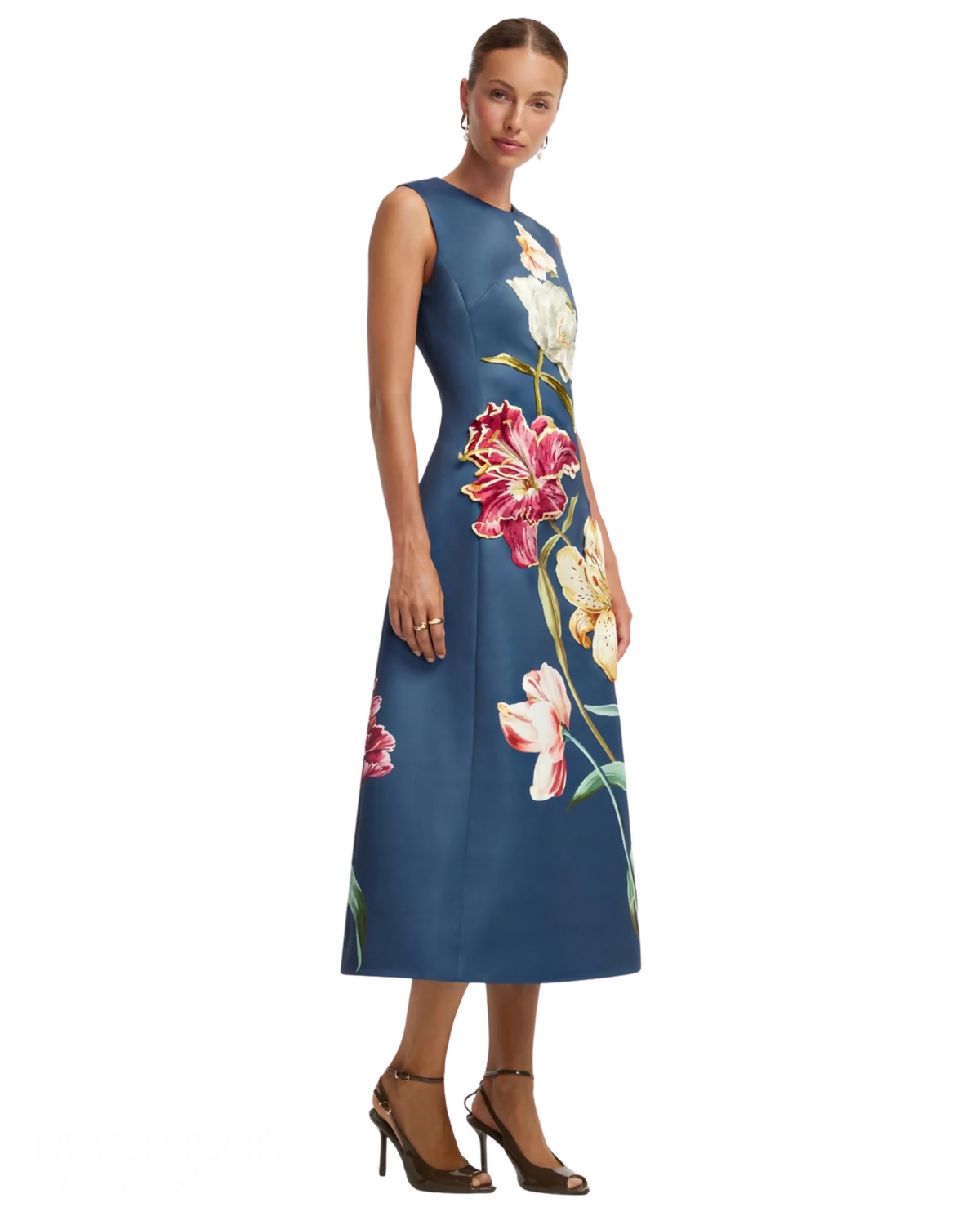 Leo Lin Cleo Embroidered Sleeveless Midi Dress