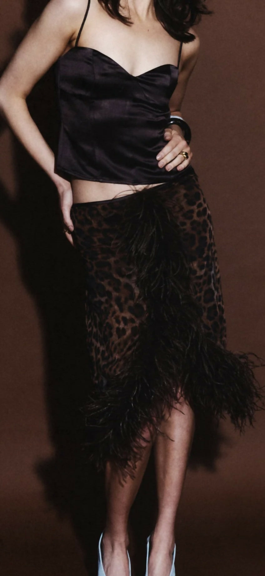 Gigi leopard feather skirt and Emma cami top Size Small