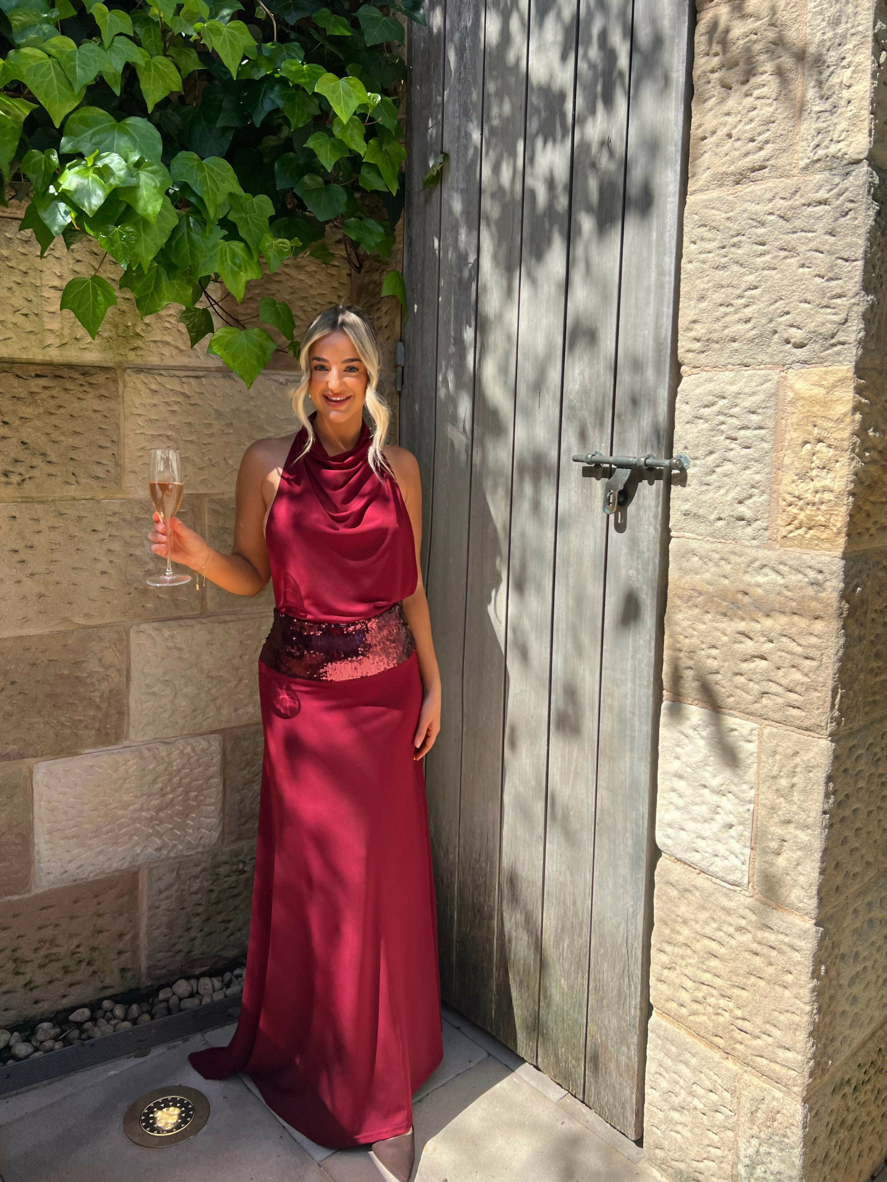 Ance Gria Adele Gown Dress Wine Size S