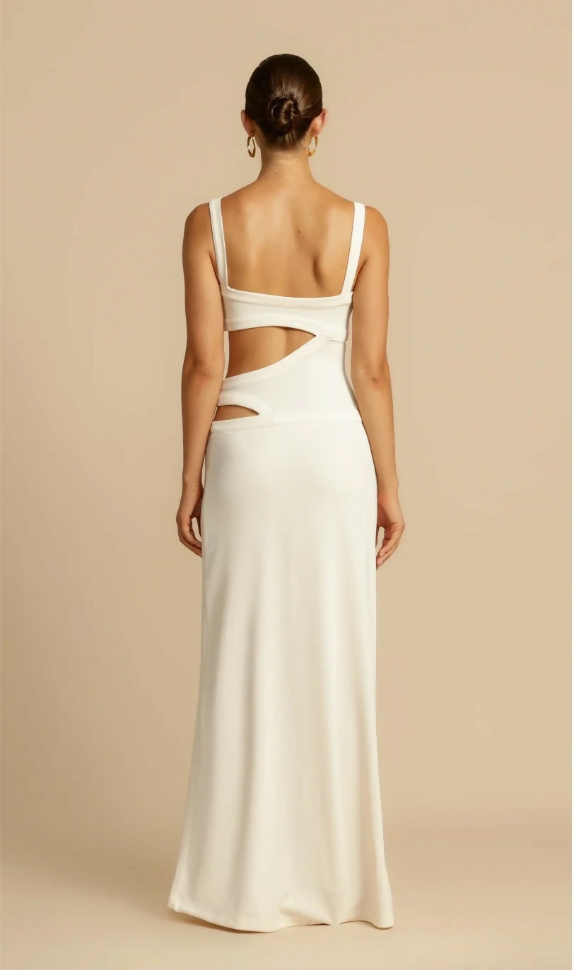 Jetta Maxi Dress in White Size S