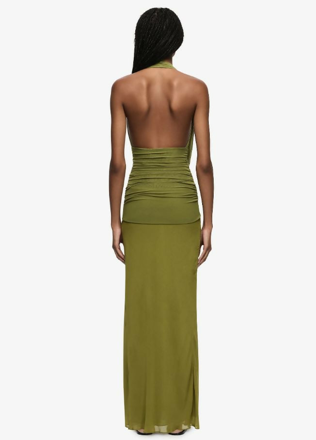 Bec and Bridge Cassis Drape Maxi Dress in Fern Green Size 6, 8, & 10