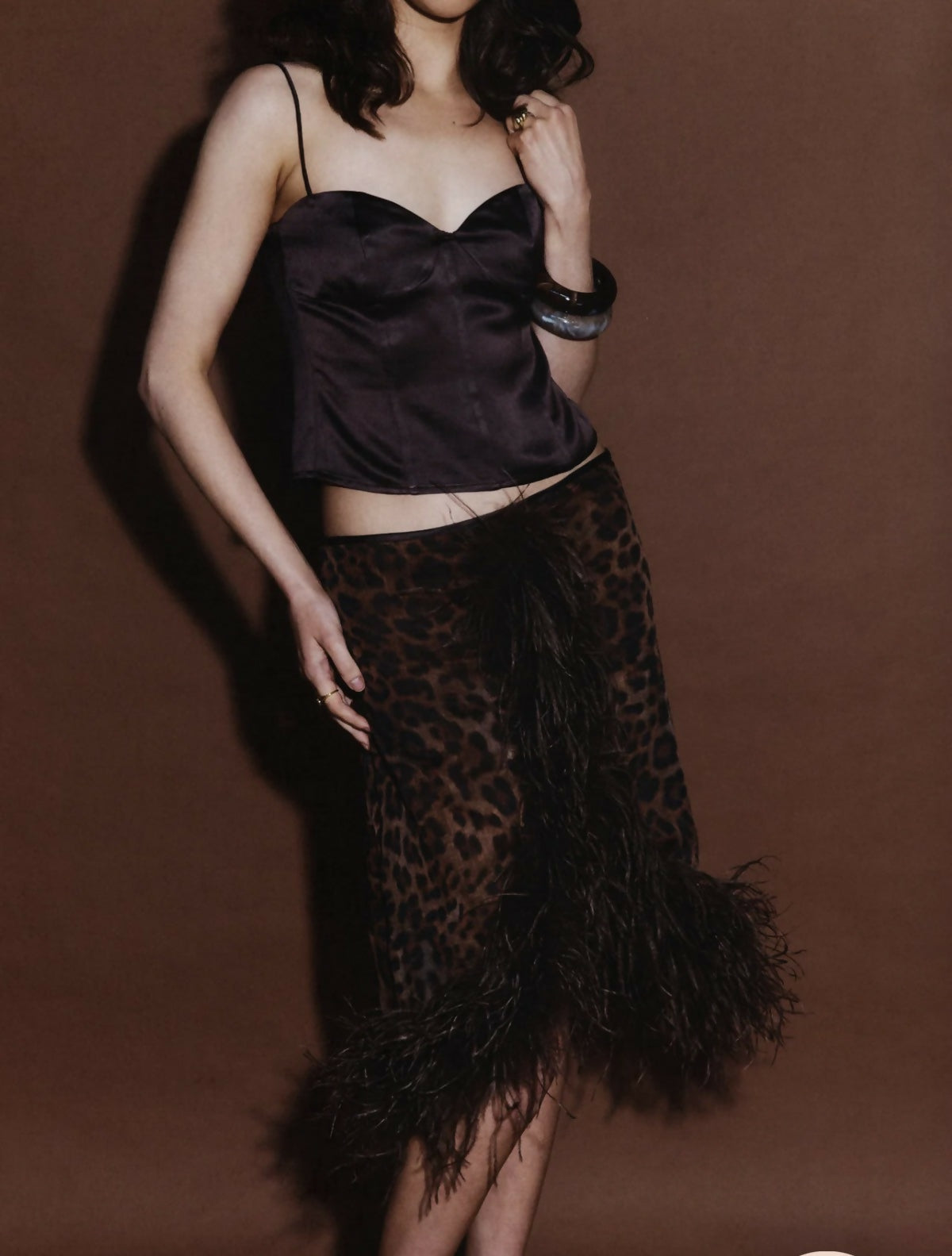 Gigi leopard feather skirt and Emma cami top Size Small