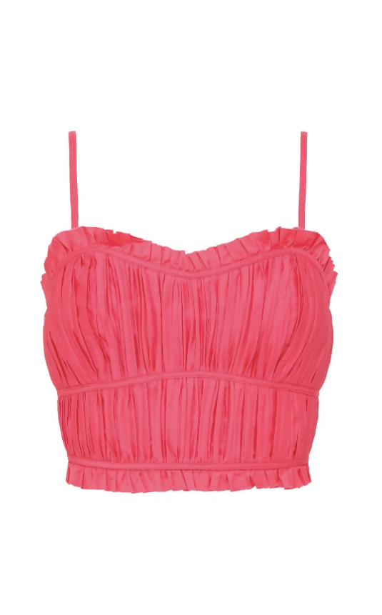AJE Pepper Ruched Crop Bodice size 14 & Curve Midi Skirt Rouge Pink size 12