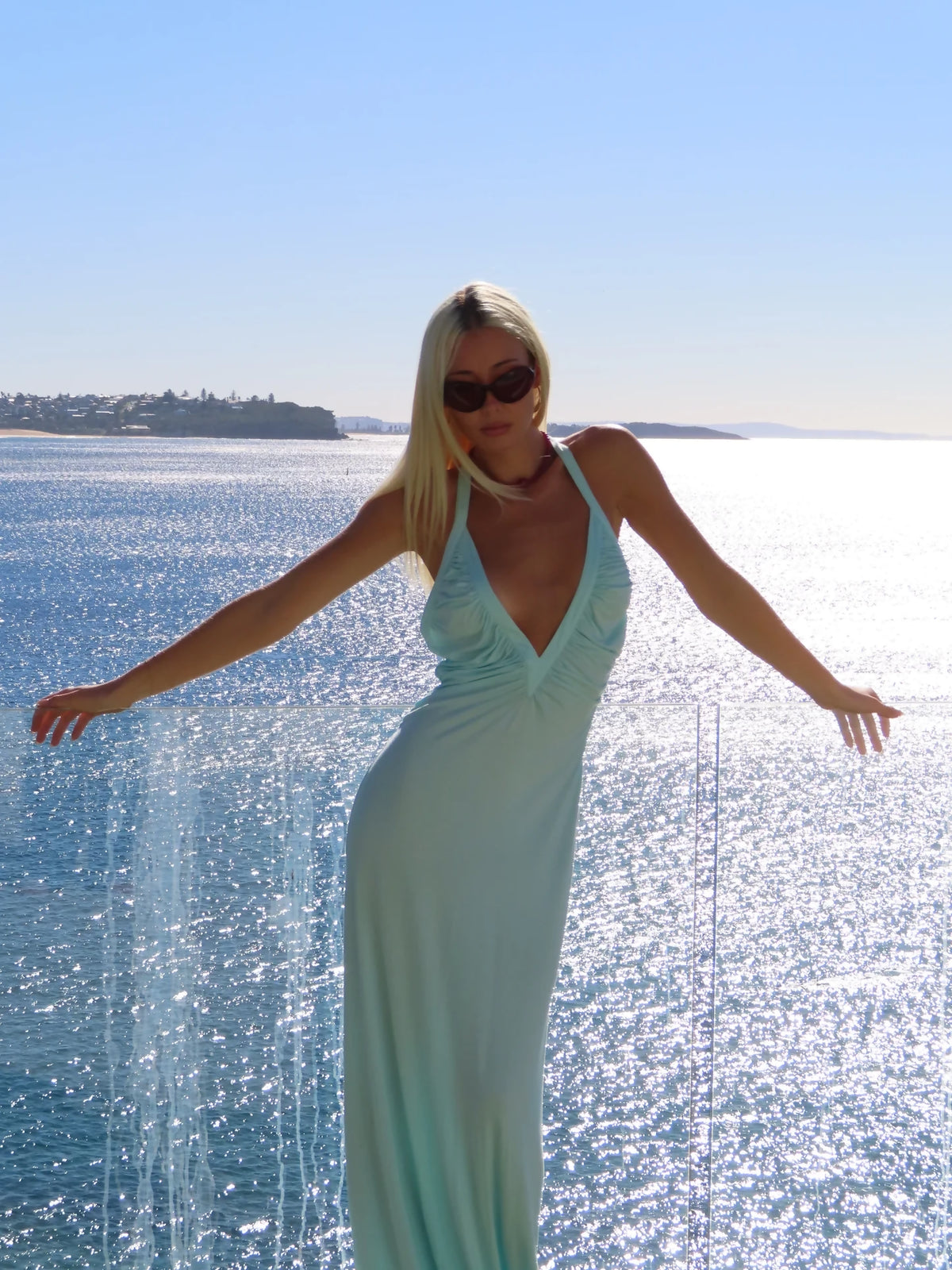 SOLAMUSA Angelina Aqua Maxi Dress Size XS