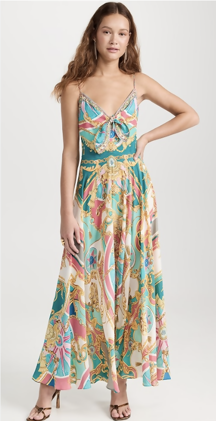 Camilla Long Dress With Tie Front Sail Away With Me size M (10-12AU)