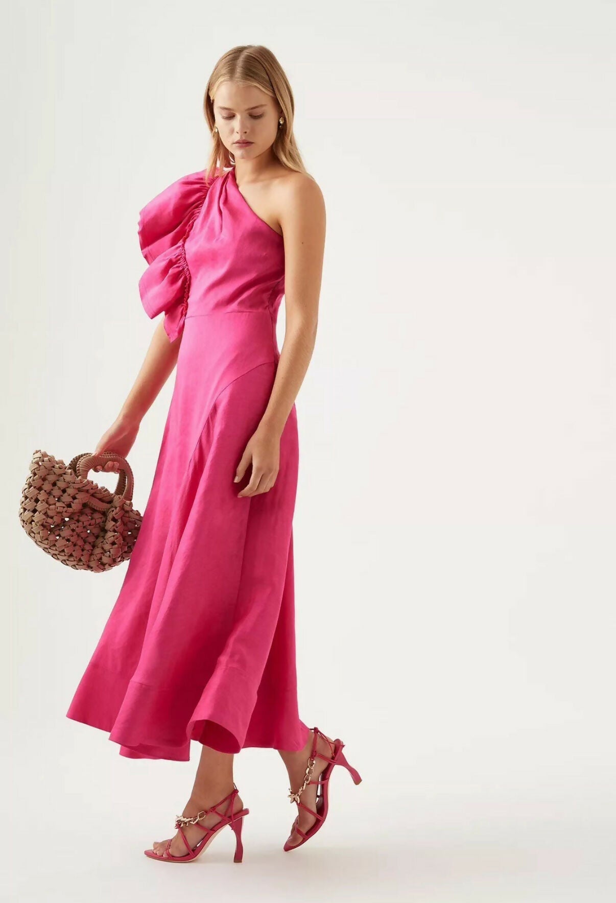 Aje Bonjour Asymmetric Midi Dress Size 8, 10, 12, & 14
