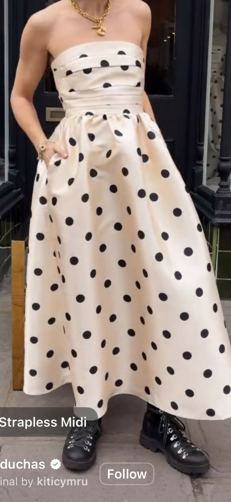 Dottie strapless midi polka dot dress Size 6